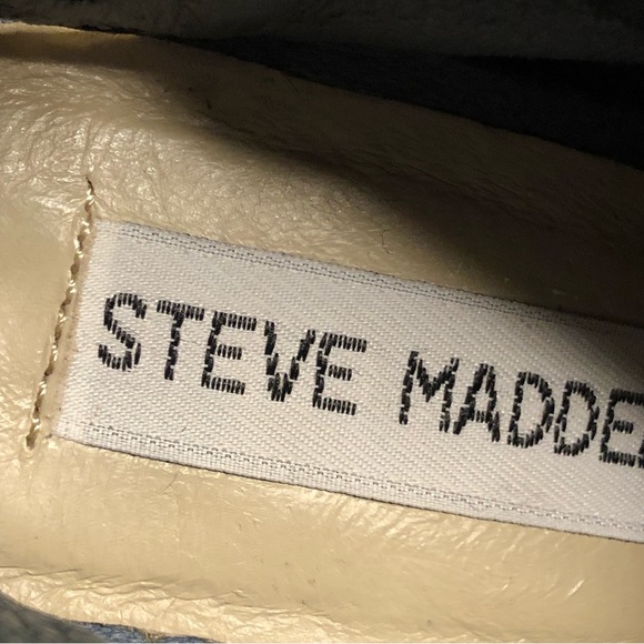 Steve Madden Nonstp blue leather peep toe heel stacked sandals booties - Picture 6 of 11